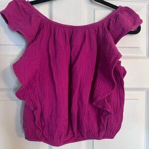 Girls There Abouts Off-Shoulder Ruffle Top - Fuchsia Sz XL 16